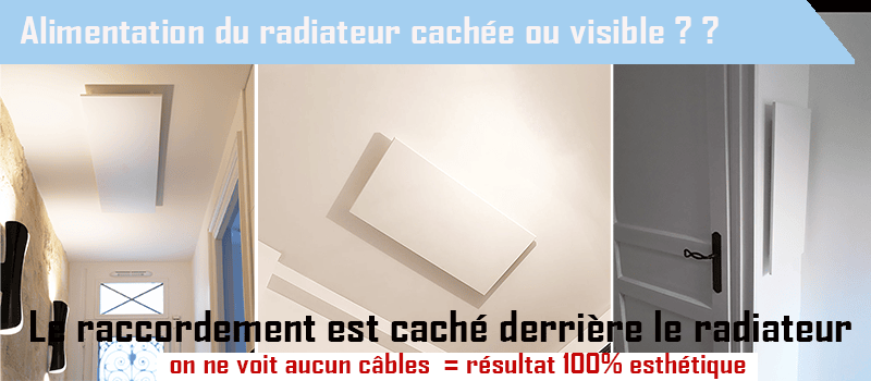 Résultat 100% esthétique car le câble électrique est caché derrière le radiateur