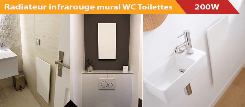 Radiateur électrique infrarouge 200 Watts spécifiquement conçu pour les WC