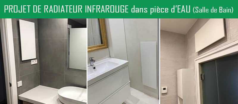 Radiateurs à infrarouges extra plats installés dans une salle de bain