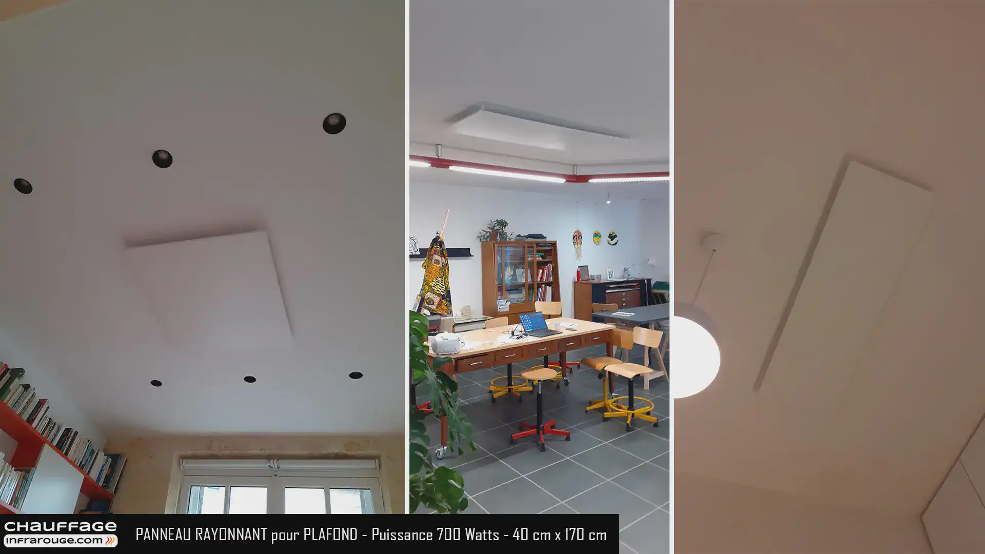 Panneau rayonnant infrarouge Heat4all extra plat 710 Watts - 40 cm x 170 cm pose verticale, horizontale, murale, plafond, rampants